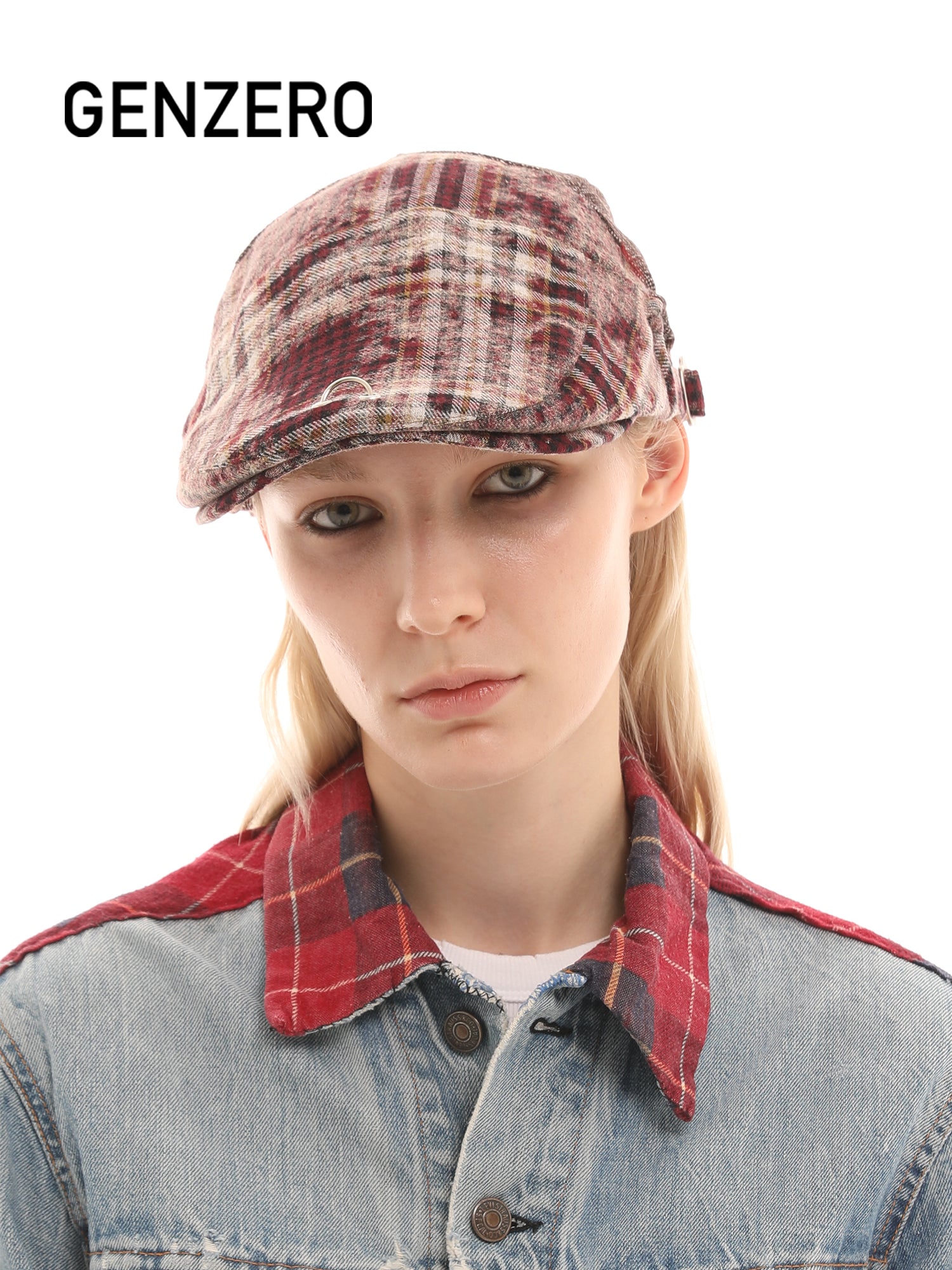 国内で当店のみ GENZERO - checkered rivet embroidered forward GENZERO Checked forward hat – Genzero