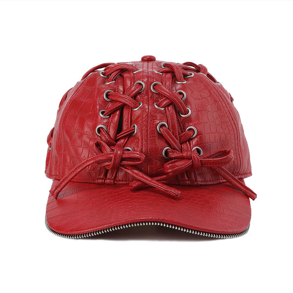 GENZERO Leather zipper strap baseball cap