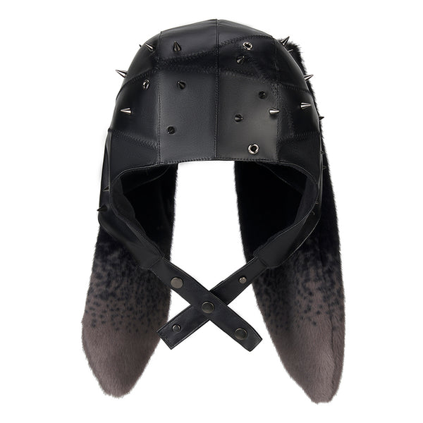 GENZERO Rivet leather bunny hat bag hat