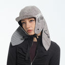 Printed rabbit ear hat-GRY