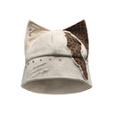 GENZERO rivet stitching pierced leopard print cat ear fisherman hat