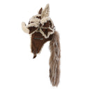 GENZERO Brown Cross-Striped Fur-Dominant Dog Ear Flying Hat Set