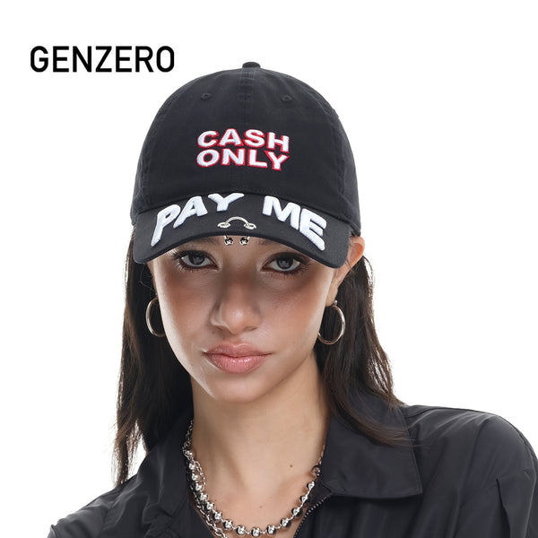 GENZERO Black embroidered slogan baseball cap
