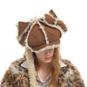 KITTY WINTER NEWSBOY CAP- BRN