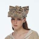 Pleated Kitty Flat Cap - LEOPARD