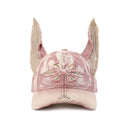 GENZERO Pink washed denim dog ears cross-shaped baseball cap