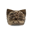 GENZERO Leopard print pleated pinched cat ear front hat