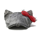 GENZERO Rivet bow silver grey newsboy beret