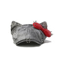 GENZERO Rivet bow silver grey newsboy beret