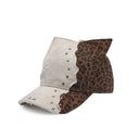 GENZERO rivet spliced perforated leopard print cat ear baseball cap