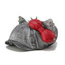 GENZERO Rivet bow silver grey newsboy beret