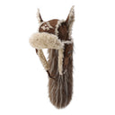 GENZERO Brown Cross-Striped Fur-Dominant Dog Ear Flying Hat Set