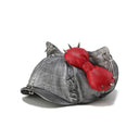 GENZERO Rivet bow silver grey newsboy beret