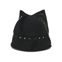 GENZERO Black rivet-stitched patched leopard print cat-ear fisherman hat
