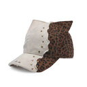 GENZERO rivet spliced perforated leopard print cat ear baseball cap