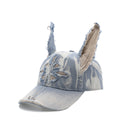 GENZERO Blue washed denim dog ears cross-shaped baseball cap