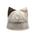 GENZERO rivet stitching pierced leopard print cat ear fisherman hat