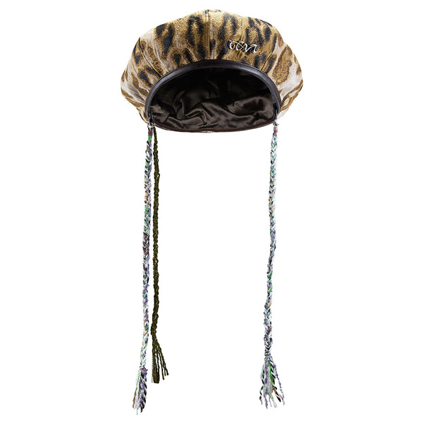 GENZERO Leopard tassel braid beret