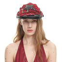 STAR STUD FLAT CAP - RED