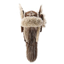 GENZERO Brown Cross-Striped Fur-Dominant Dog Ear Flying Hat Set