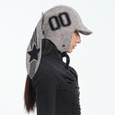 Printed rabbit ear hat-GRY