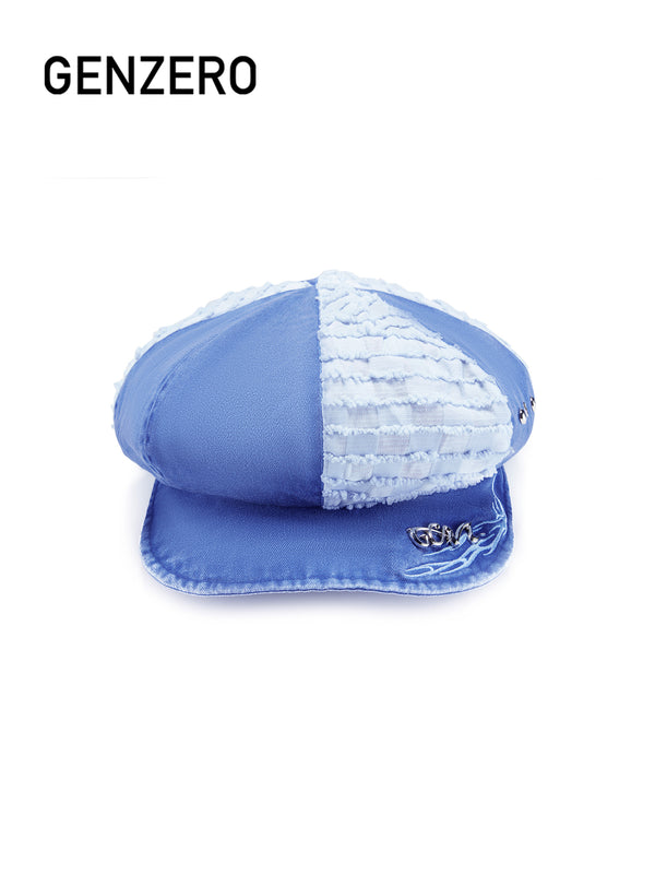 GENZERO Sanded and spliced wash jeans beret