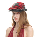 STAR STUD FLAT CAP - RED