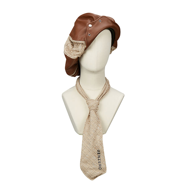 GENZERO Spliced zipper tie cloud beret