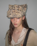 Pleated Kitty Flat Cap - LEOPARD