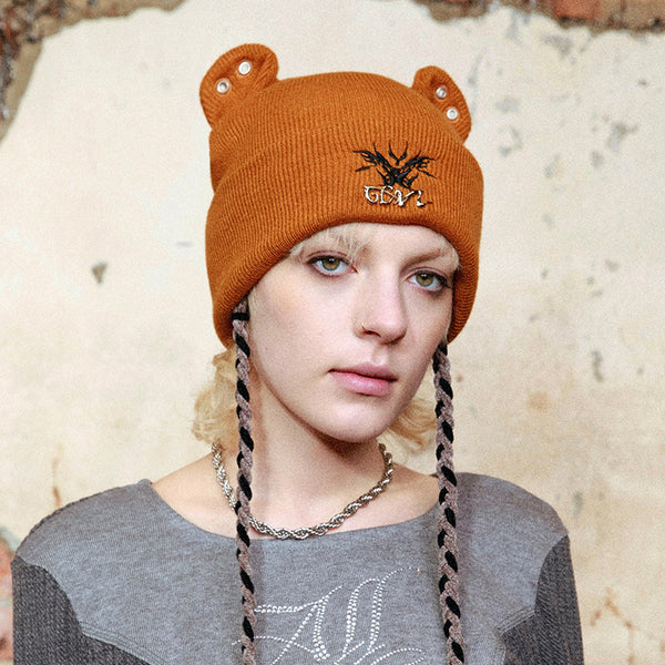 GENZERO Turmeric Teddy ear beanie with braids