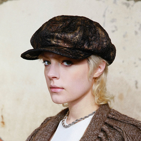 GENZERO bronze embossed newsboy beret